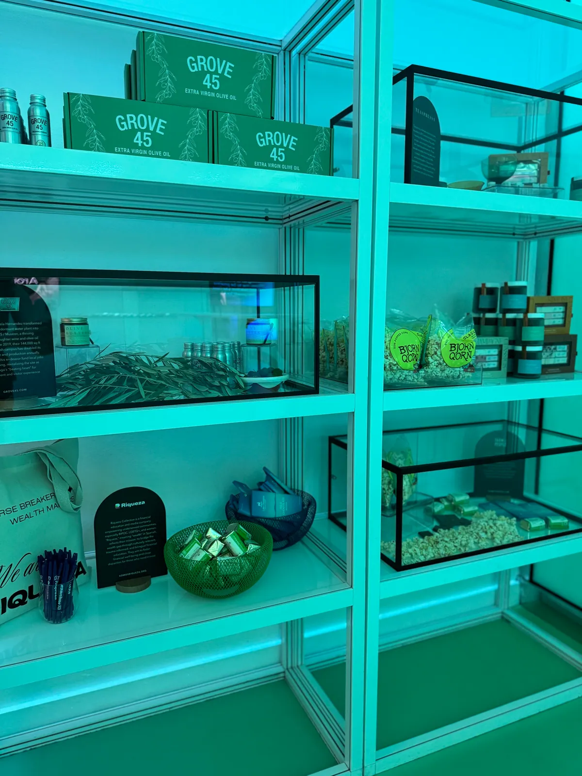 Glass shelves of small business products