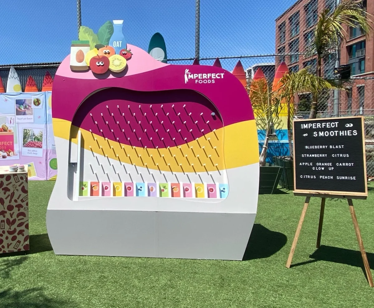 The plinko smoothie board with a chalkboard menu
