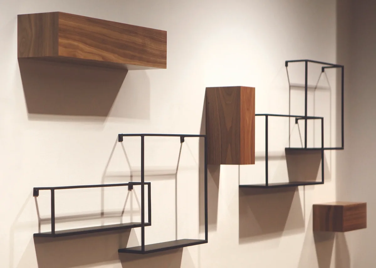 Floating shelves built from the deconstructed NetApp logo